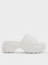 Charles & Keith Wide-strap Curved Platform Sports Sandals In White