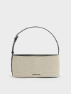 CHARLES & KEITH WISTERIA CANVAS ELONGATED SHOULDER BAG