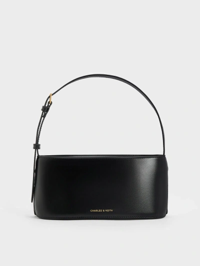 Charles & Keith Wisteria Elongated Shoulder Bag In Black