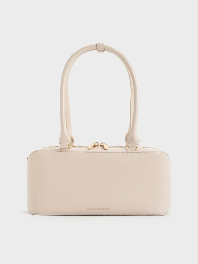 Charles & Keith Wisteria Elongated Tote Bag In Neutral