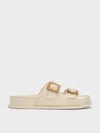 Charles & Keith Woven-buckle Double-strap Sandals In Chalk