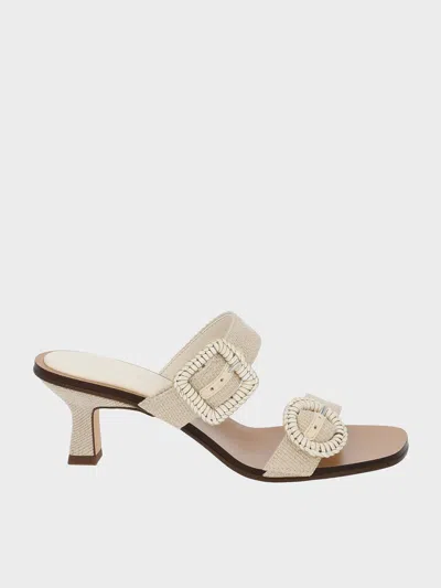 Charles & Keith Woven-buckle Heeled Mules In Chalk