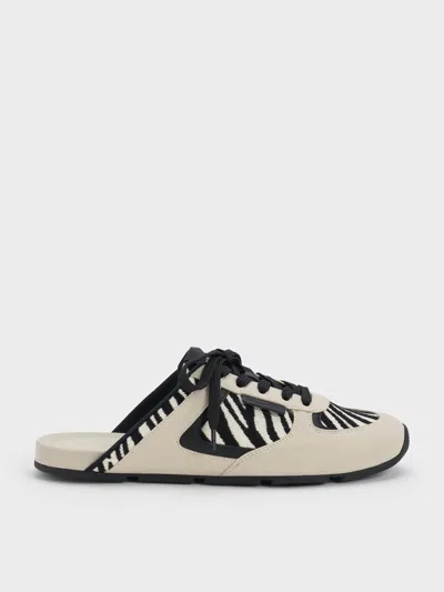 Charles & Keith - Zebra-print Lace-up Sneaker Mules In Animal Print