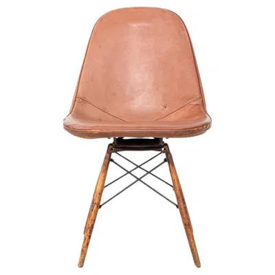 Pre-owned Charles And Ray Eames 1951 Herman Miller Eames Pkw-1 With Leather Pad And Dowel Base In Brown