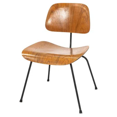 Pre-owned Charles And Ray Eames 1954  For Herman Miller Dcm Chair In Calico Ash In Brown