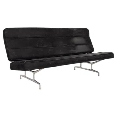 Pre-owned Charles And Ray Eames 1964 Herman Miller Eames 3473 Three Seat Sofa With Black Nubuck Leather