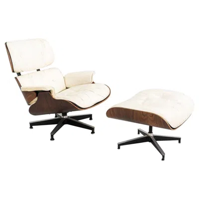 Pre-owned Charles And Ray Eames 1964 Herman Miller Eames Lounge Chair And Ottoman In Rosewood And White Leather
