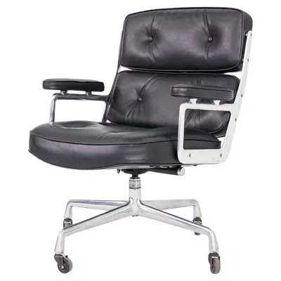 Pre-owned Charles And Ray Eames 1970s Herman Miller Eames Time Life Executive Desk Chair In Black Leather