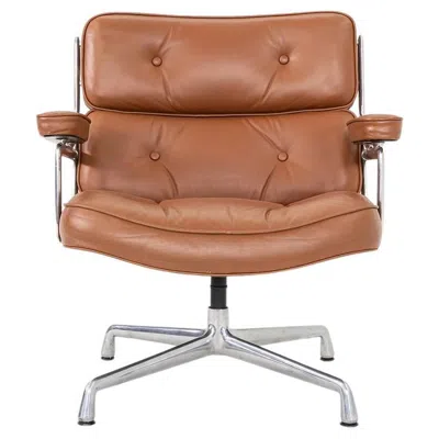 Pre-owned Charles And Ray Eames 1970s Herman Miller Eames Time Life Lobby Chair In Cognac Leather In Brown