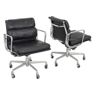 Pre-owned Charles And Ray Eames 1989 Herman Miller Eames Soft Pad Management Desk Chair In Black Leather