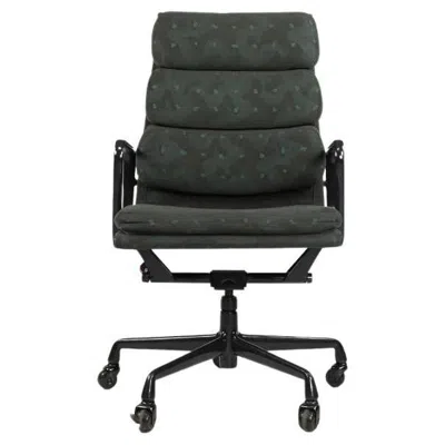 Pre-owned Charles And Ray Eames 1990 Herman Miller Eames Soft Pad Executive Desk Chair W Dark Postmodern Fabric In Black