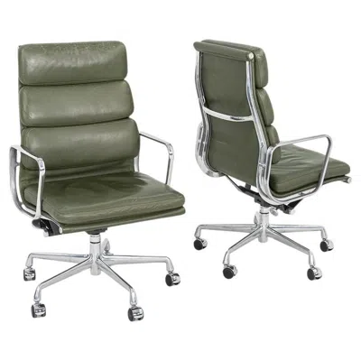 Pre-owned Charles And Ray Eames 2000s Herman Miller Eames Executive Soft Pad Desk Chair In Green Leather