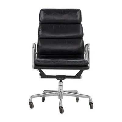 Pre-owned Charles And Ray Eames 2002 Herman Miller Eames Aluminum Group Soft Pad Executive Desk Chair In Leather In Black