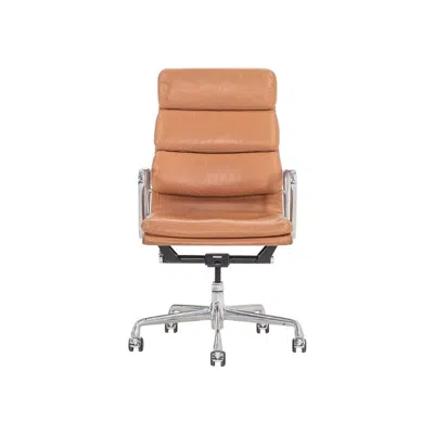Pre-owned Charles And Ray Eames 2004 Herman Miller Eames Soft Pad Executive Desk Chairs In Tan Leather In Brown