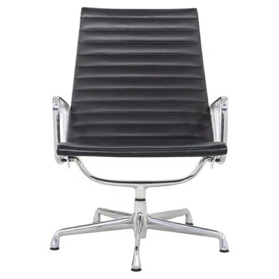 Pre-owned Charles And Ray Eames 2005 Herman Miller Eames Aluminum Group Lounge Chair In Black Leather