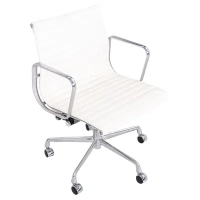 Pre-owned Charles And Ray Eames 2010s Herman Miller Eames Aluminum Group Management Desk Chair In White Leather