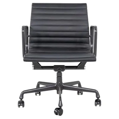 Pre-owned Charles And Ray Eames 2010s Herman Miller Eames Aluminum Management Desk In Black Naugahyde Grey Frame In Gray