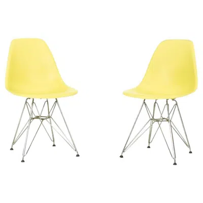 Pre-owned Charles And Ray Eames 2010s Herman Miller Eames Dsr Dining Chairs In Yellow Plastic With Eiffel Base