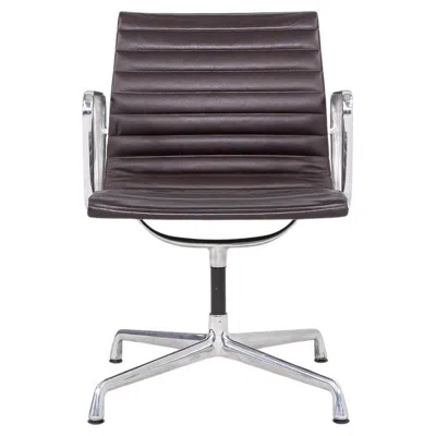 Pre-owned Charles And Ray Eames 2012 Herman Miller Eames Aluminum Group Side Desk Chair Brown Leather 12+ Avail