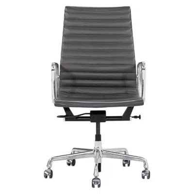 Pre-owned Charles And Ray Eames 2016 Herman Miller Eames Aluminum Group Executive Desk Chair In Grey Leather In Gray