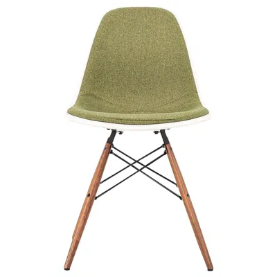 Pre-owned Charles And Ray Eames 2016 Herman Miller Eames Green Upholstered Dsw Side Chair With Walnut Dowel Base