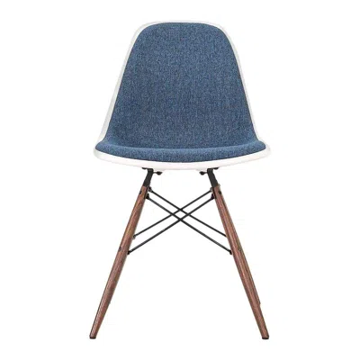Pre-owned Charles And Ray Eames 2018 Herman Miller Eames Dark Blue Upholstered Dsw Side Chair W/ Dowel Base