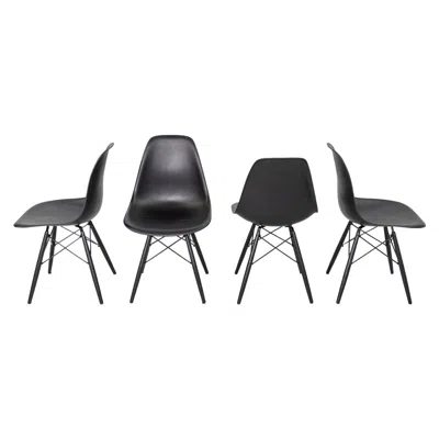 Pre-owned Charles And Ray Eames 2018 Set Of Four Herman Miller Eames Dsw Dining Side Chairs In Black Plastic
