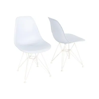Pre-owned Charles And Ray Eames 2019 Pair Herman Miller Eames Dsr Dining Chairs In Blue Plastic With Eiffel Base