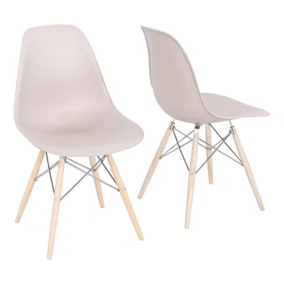 Pre-owned Charles And Ray Eames 2020 Pair Of Herman Miller Eames Plastic Dsw Dining Shell Chairs In Brown