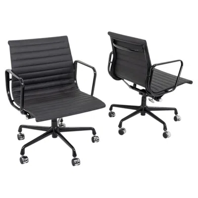 Pre-owned Charles And Ray Eames 2024 Herman Miller Eames Aluminum Desk Chair In Leather With Frame 9x Available In Black