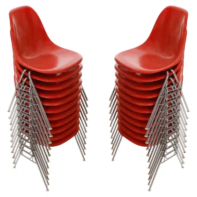 Pre-owned Charles And Ray Eames 22 Dss Stacking Chairs, Charles & Ray Eames, Herman Miller, Red Fiberglass, 1974