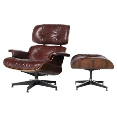 Pre-owned Charles And Ray Eames 3rd Generation Eames Lounge Chair In Brazilian Rosewood And Oxblood Leather In Red