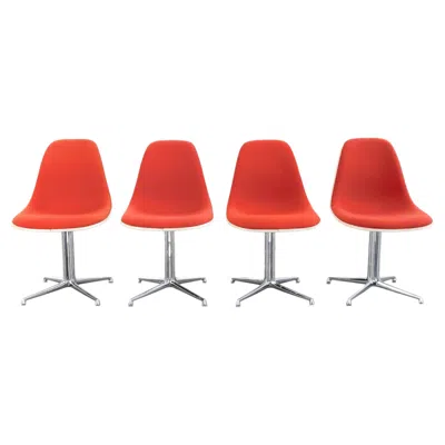 Pre-owned Charles And Ray Eames 4er Set La Fonda St�hle Vitra Charles Eames Fiberglas Vintage In Red