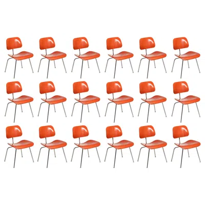 Pre-owned Charles And Ray Eames 8 Dcm Chairs By  For Herman Miller In Brown