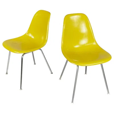 Pre-owned Charles And Ray Eames American Yellow Shell Chairs By  For Herman Miller, 1970s