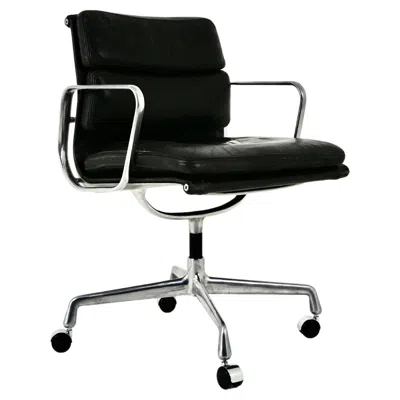 Pre-owned Charles And Ray Eames Black Leather Soft Pad Chair By  For Herman Miller, 1970s