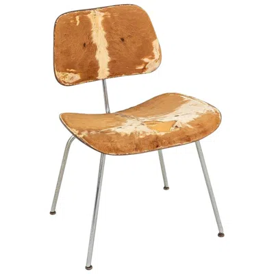 Pre-owned Charles And Ray Eames C. 1949 Evans Eames Dcm Dining Chair With Original Hair On Hide Upholstery In Brown
