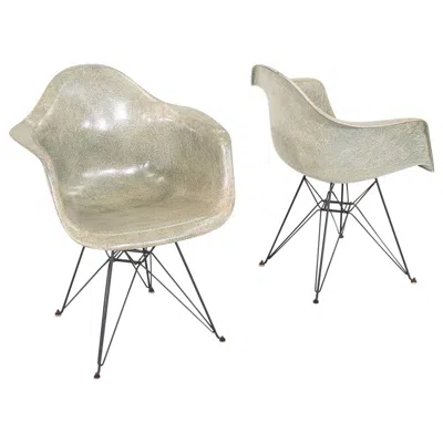 Pre-owned Charles And Ray Eames C. 1950 Pair Of Herman Miller Eames Rope Edge Dar Arm Shell Chair In Green