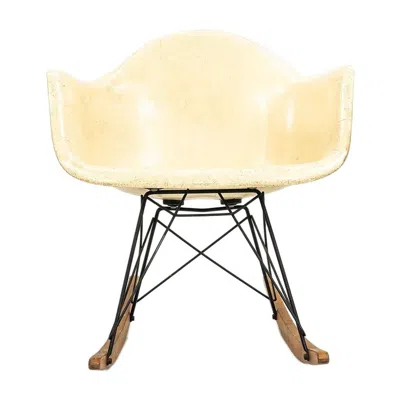 Pre-owned Charles And Ray Eames C. 1956 Herman Miller Eames Rar Rocking Arm Chair In Parchment Fiberglass In Brown