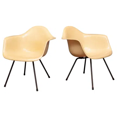 Pre-owned Charles And Ray Eames Charles Eames Max Armshell Lounge Chairs In Orange