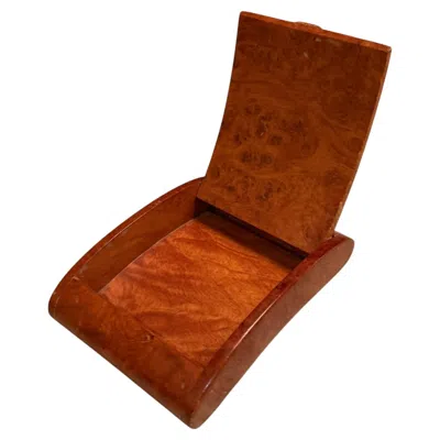 Pre-owned Charles And Ray Eames Collectible Vintage Antique Small Wooden Box Burlwood Cigarette Jewelry In Brown