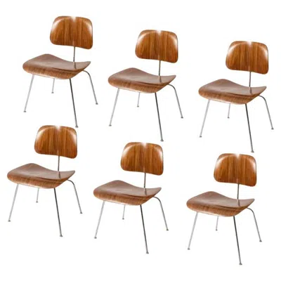 Pre-owned Charles And Ray Eames Dcm Chairs In Brown