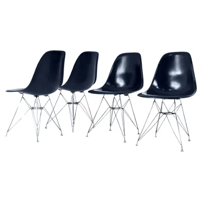 Pre-owned Charles And Ray Eames Dining Chairs Dsr By Charles & Ray Eames For Herman Miller, 1970s, Set Of 4 In Black