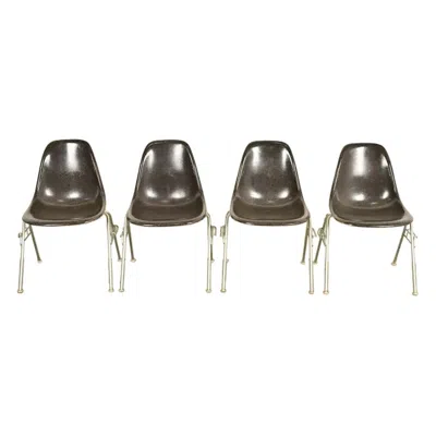 Pre-owned Charles And Ray Eames Charles & Ray Eames Dss Seal Brown Stacking Shell Chairs Set Of Four