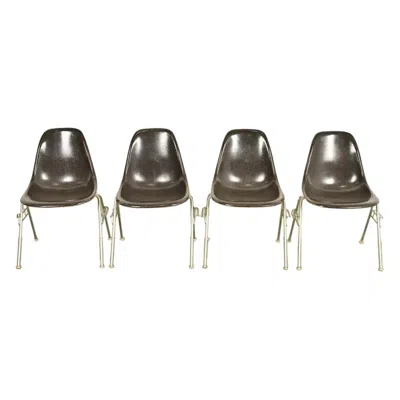 Pre-owned Charles And Ray Eames Charles & Ray Eames Dss Seal Brown Stacking Shell Chairs Set Of Four
