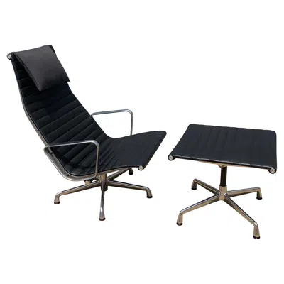 Pre-owned Charles And Ray Eames Eames Aluminum Group Lounge Chair And Ottoman In Black