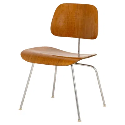 Pre-owned Charles And Ray Eames Eames For Herman Miller "dcm" Bentwood Chair With Chrome Plated Legs In Brown