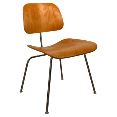 Pre-owned Charles And Ray Eames Eames For Herman Miller Dcm Plywood And Chrome Chair Mid Century Modern In Brown