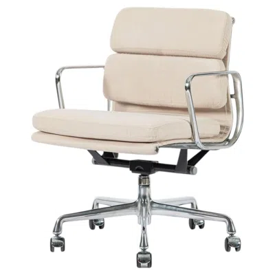 Pre-owned Charles And Ray Eames Eames For Herman Miller Tan Cream Office Chair In Schumacher Vegan Suede In White