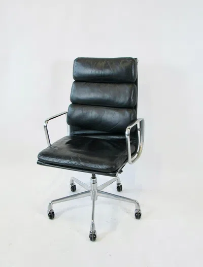 Pre-owned Charles And Ray Eames Eames Herman Miller Aluminum Group Black Leather Swivel Tilt Executive Chair